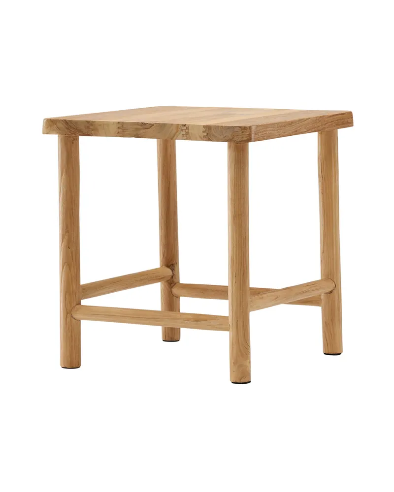 Noster Hocker aus Teak mit Fußstreben, Ansicht 5