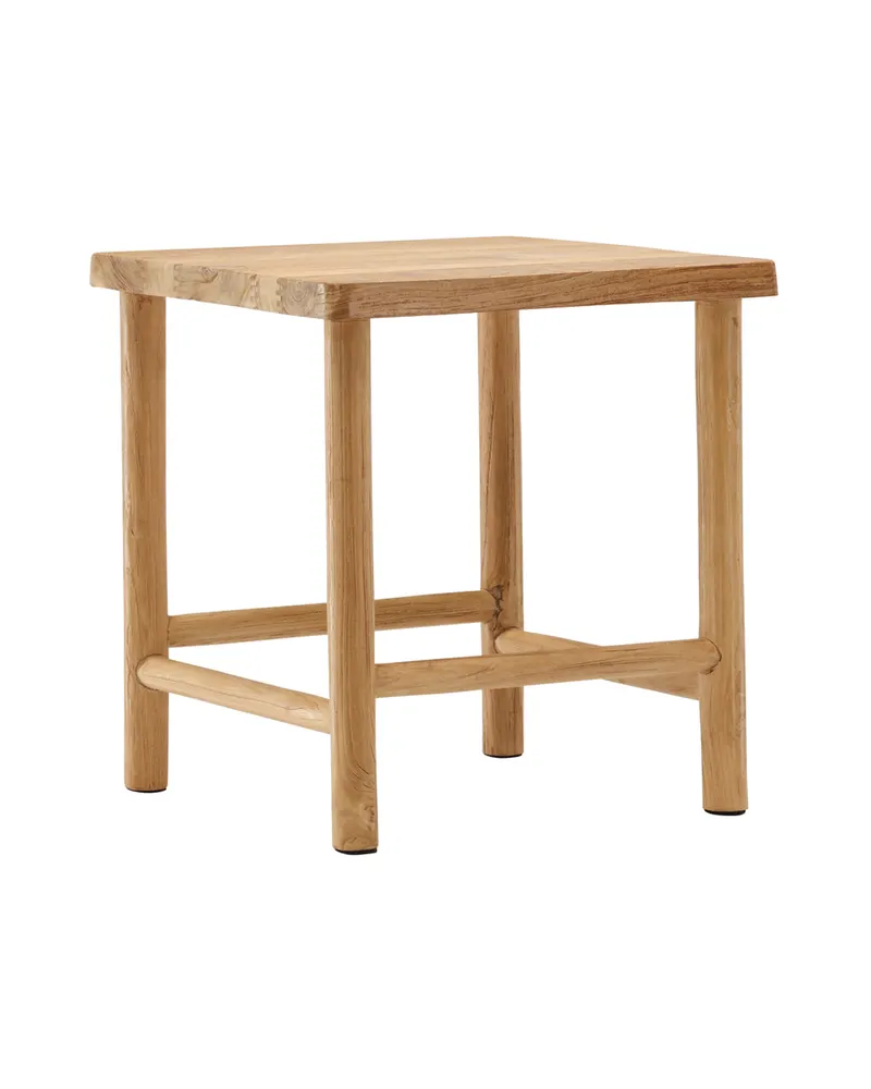 Noster Hocker aus Teak mit Fußstreben, Ansicht 6