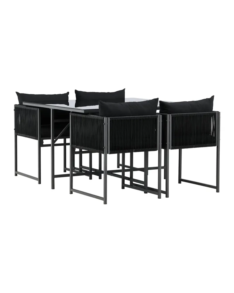 Noto Gartenmöbel-Set mit quadratischem Glastisch und 4 Armlehnstühlen, Ansicht 9