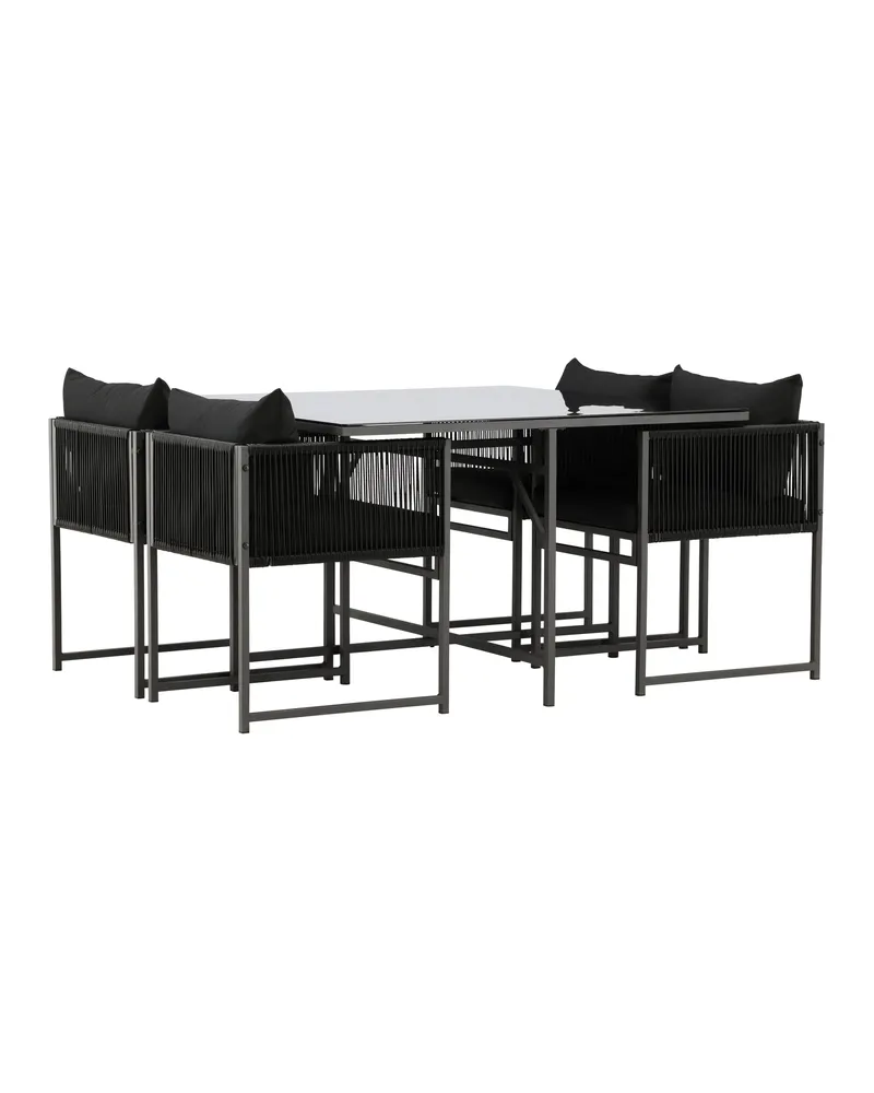 Noto Gartenmöbel-Set mit quadratischem Glastisch und 4 Armlehnstühlen, Ansicht 12