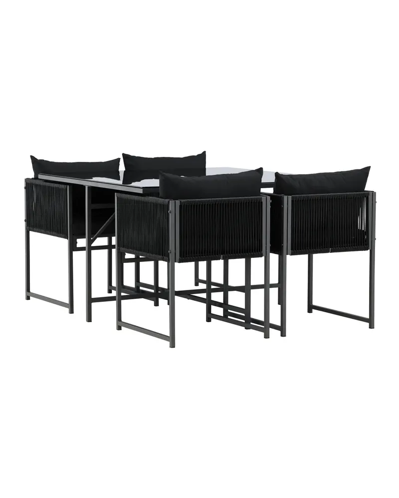 Noto Gartenmöbel-Set mit quadratischem Glastisch und 4 Armlehnstühlen, Ansicht 6