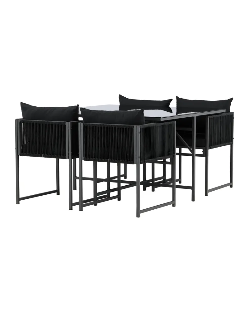 Noto Gartenmöbel-Set mit quadratischem Glastisch und 4 Armlehnstühlen, Ansicht 7
