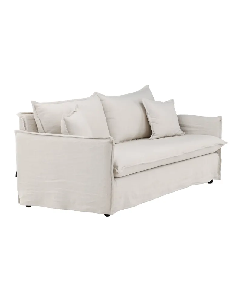 Nova 3-Sitzer-Sofa mit abnehmbarem Bezug in Beige, Gestell Schwarz, Ansicht 2