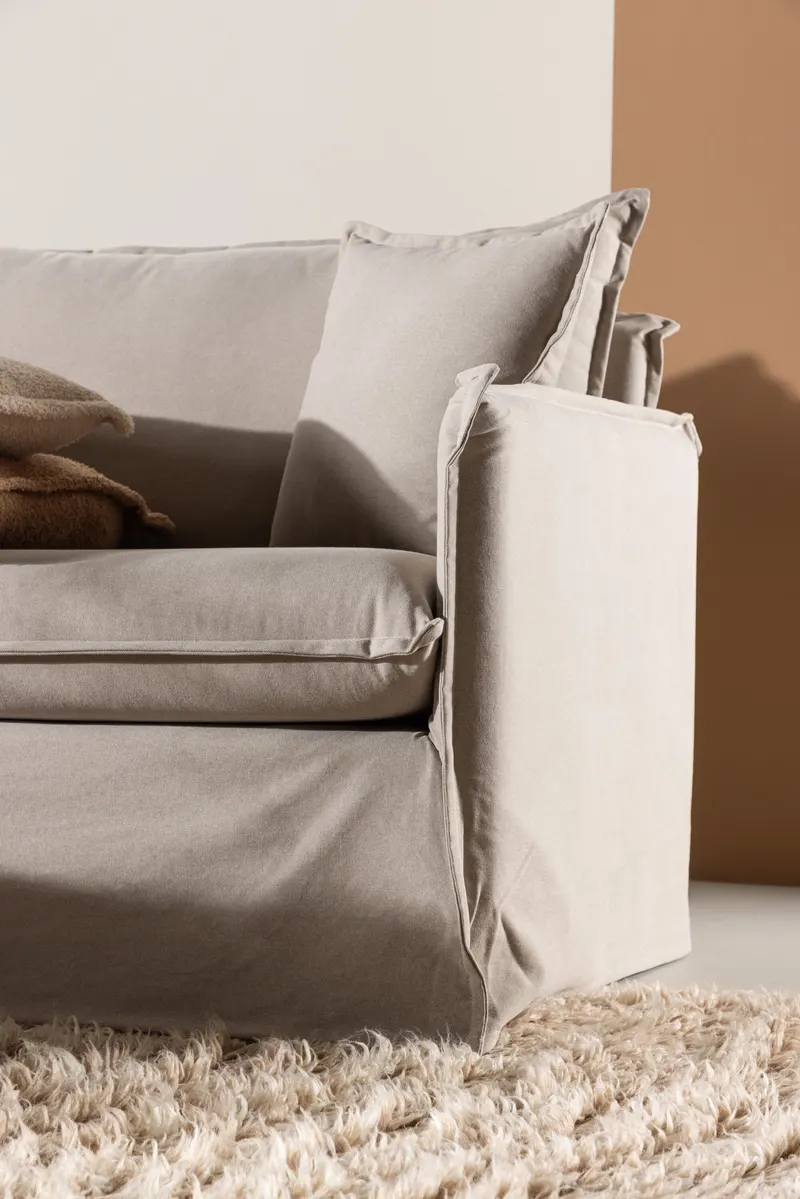 Nova 3-Sitzer-Sofa mit abnehmbarem Bezug in Braun, Gestell Schwarz, im Wohnraum, Ansicht 5