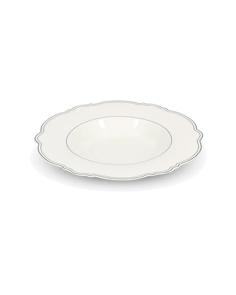 Odette Suppenteller aus New Bone China mit schwarzem Rand