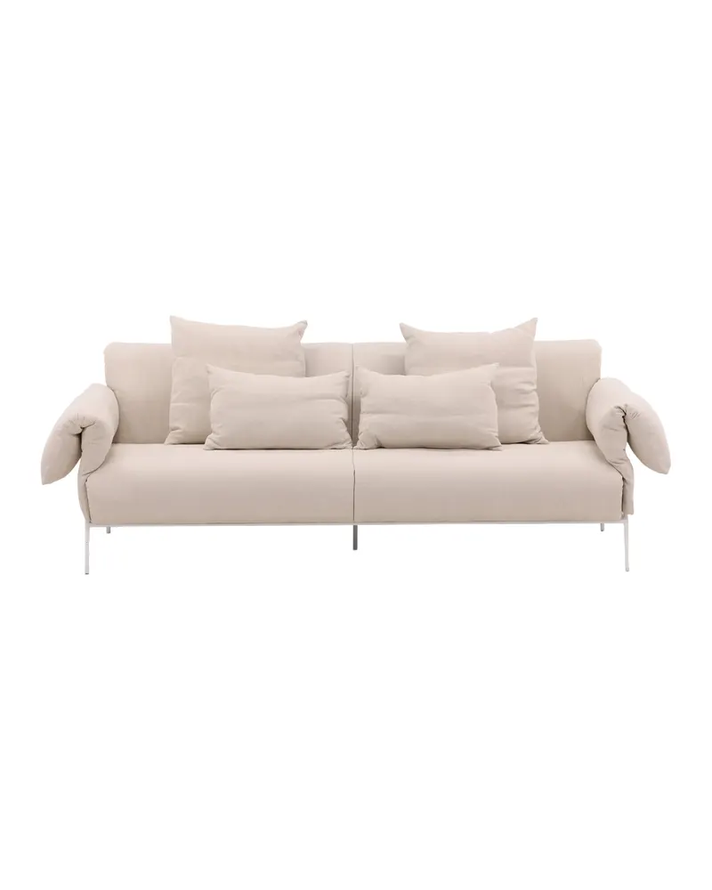 Öckerö Sofa in Leinenoptik auf weißen Stahlbeinen, Ansicht 1