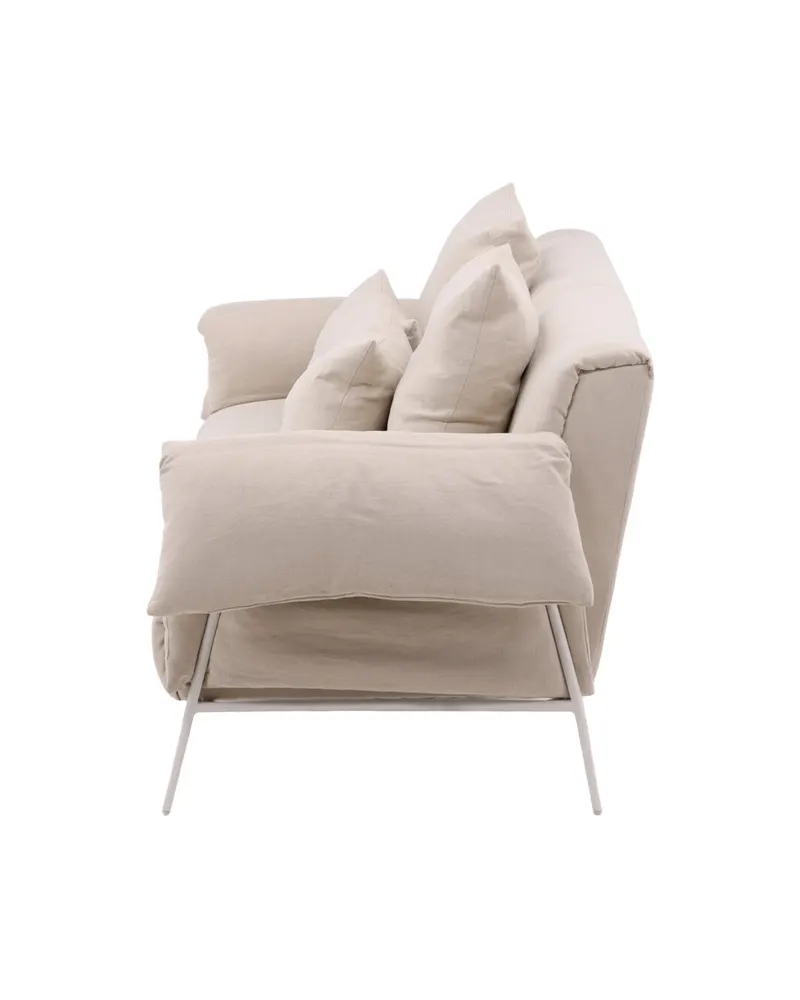 Öckerö Sofa in Leinenoptik auf weißen Stahlbeinen, Ansicht 12