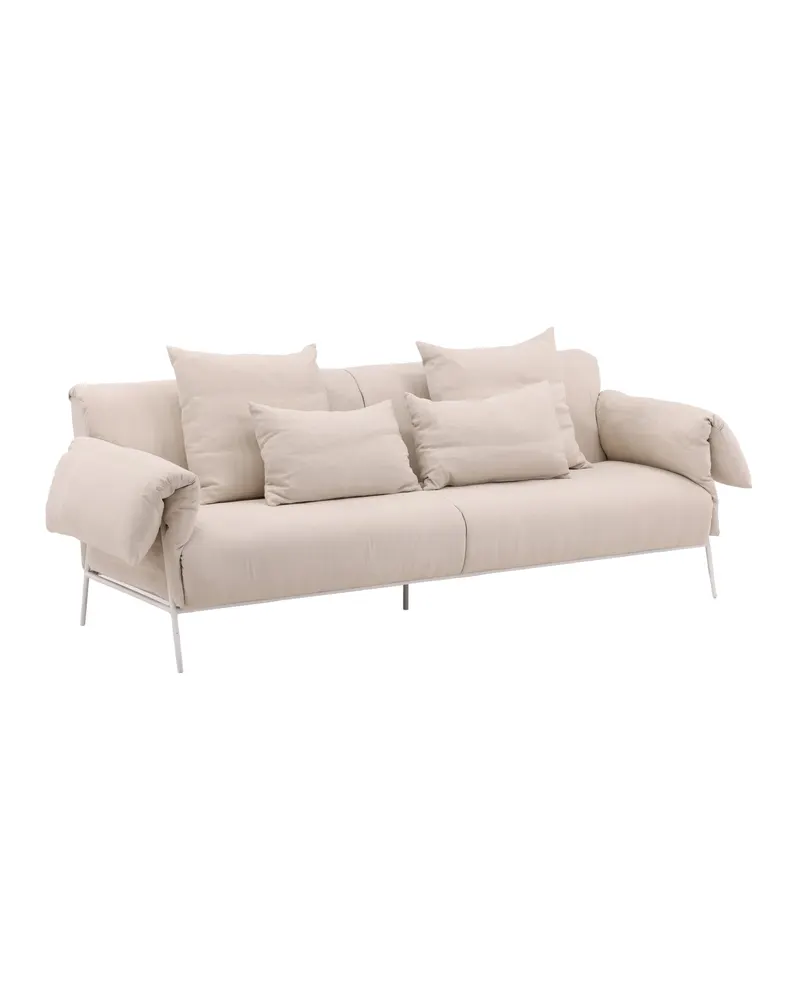 Öckerö Sofa in Leinenoptik auf weißen Stahlbeinen, Ansicht 2