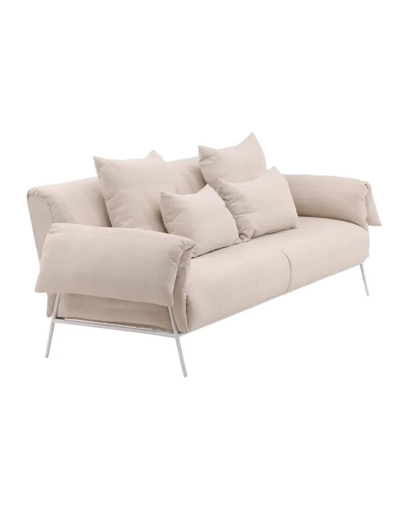 Öckerö Sofa in Leinenoptik auf weißen Stahlbeinen, Ansicht 3