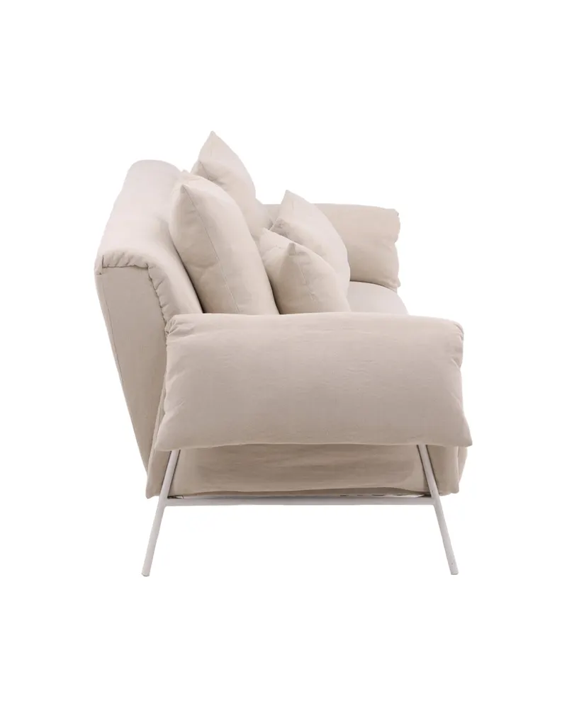 Öckerö Sofa in Leinenoptik auf weißen Stahlbeinen, Ansicht 4