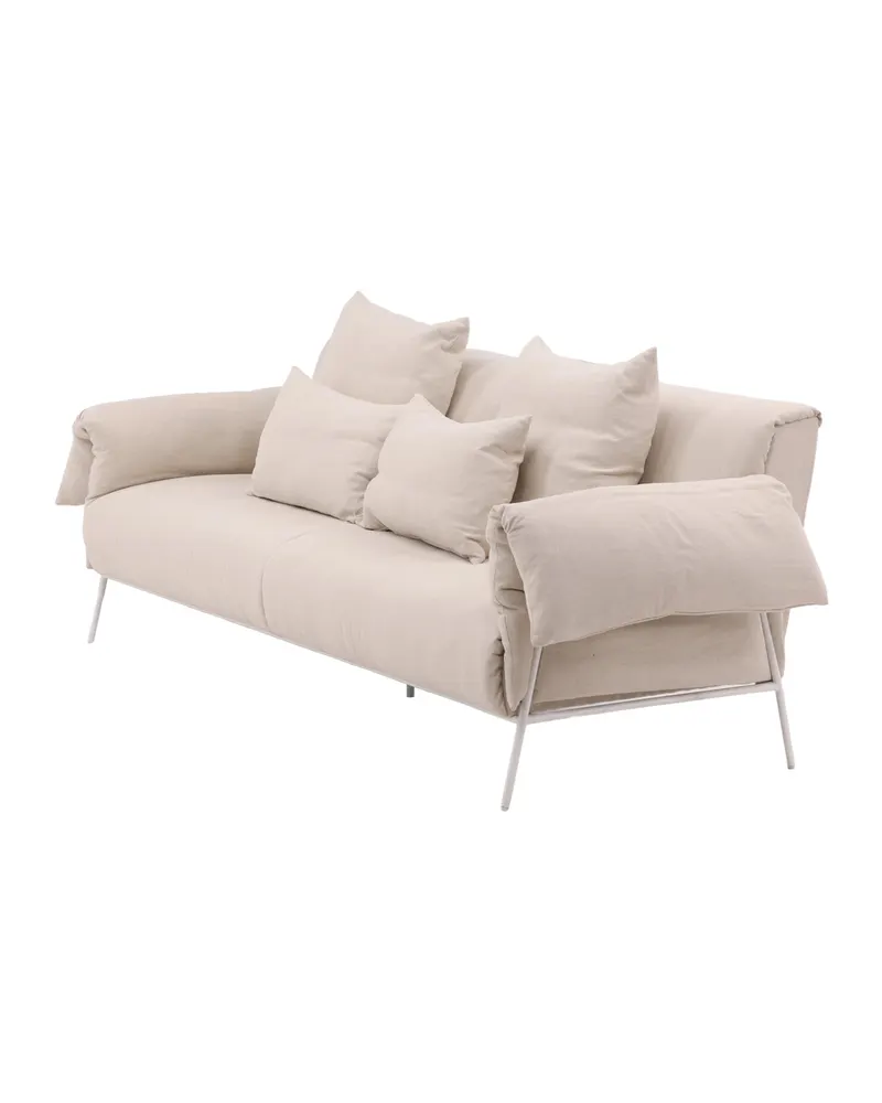 Öckerö Sofa in Leinenoptik auf weißen Stahlbeinen, Ansicht 5