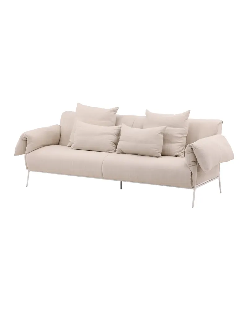 Öckerö Sofa in Leinenoptik auf weißen Stahlbeinen, Ansicht 6