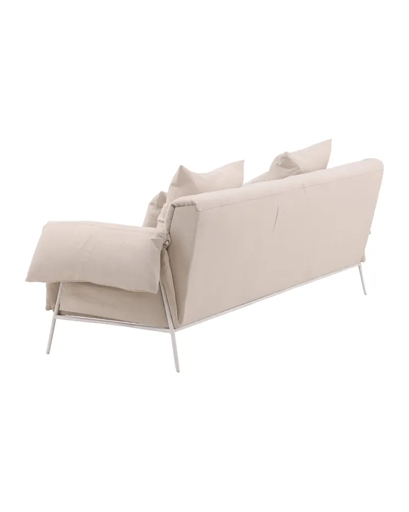 Öckerö Sofa in Leinenoptik auf weißen Stahlbeinen, Ansicht 7