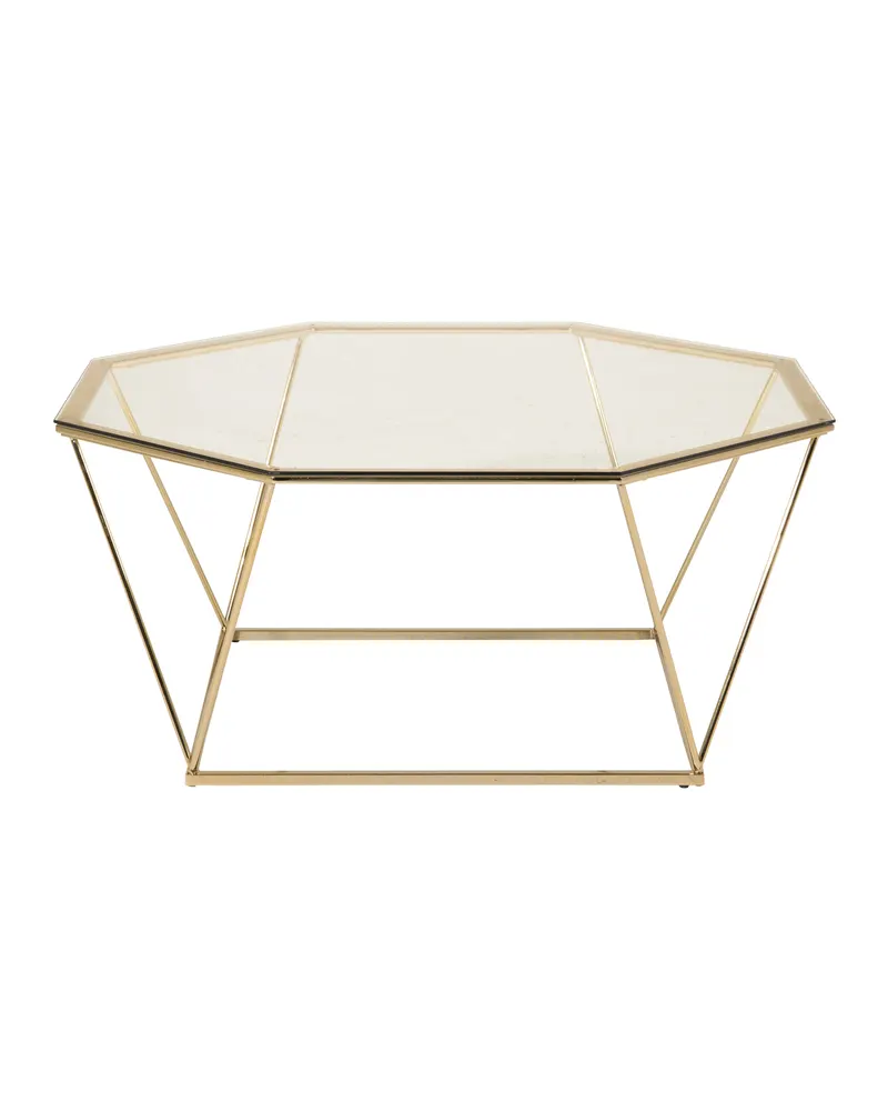 Österlen achteckiger Couchtisch aus Glas mit goldenem Gestell