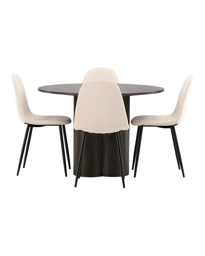 Olivia & Polar runde Essgruppe mit 4 Stühlen in Mokka, Beige, Gestell Schwarz, Ansicht 9