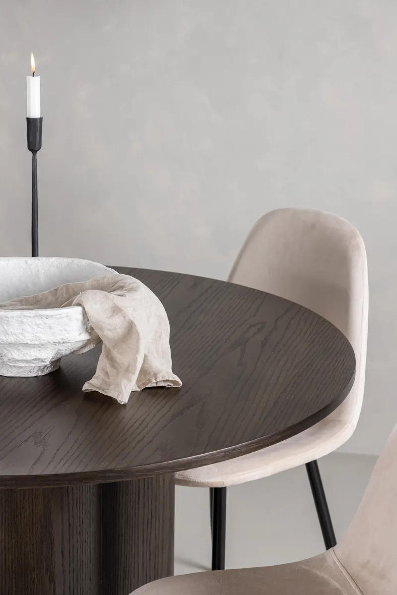 Olivia & Polar runde Essgruppe mit 4 Stühlen in Mokka, Beige, Gestell Schwarz, im Wohnraum, Ansicht 3