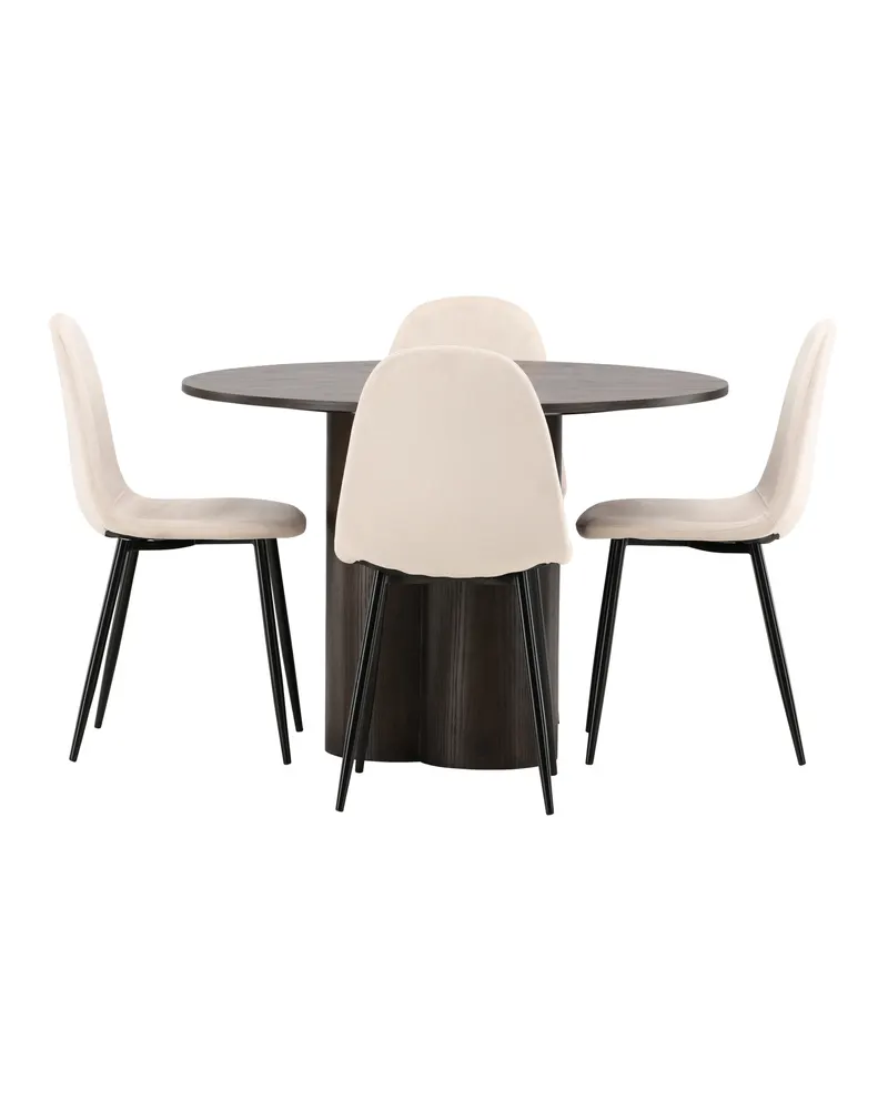 Olivia & Polar runde Essgruppe mit 4 Stühlen in Mokka, Beige, Gestell Schwarz, Ansicht 6