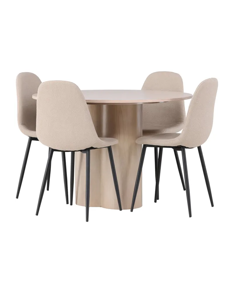 Olivia & Polar Essgruppe mit rundem Esstisch Ø 110 cm und 4 Stühlen
