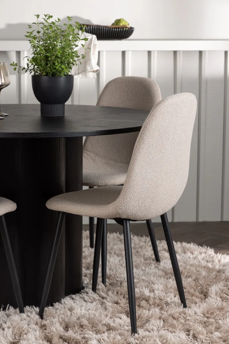 Olivia & Polar runde Essgruppe mit 4 Stühlen in Schwarz, Beige, Gestell Schwarz, im Wohnraum, Ansicht 2