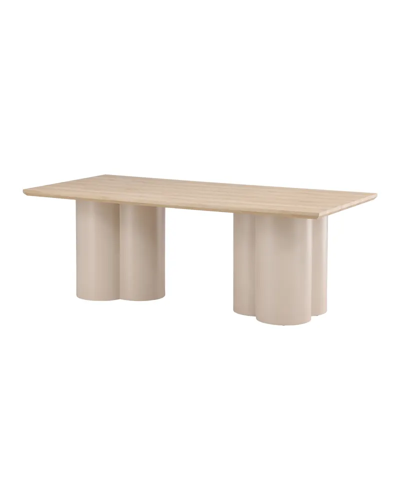 Olivia rechteckiger Esstisch mit Wellenbeinen in Whitewash, Gestell Beige, Ansicht 5