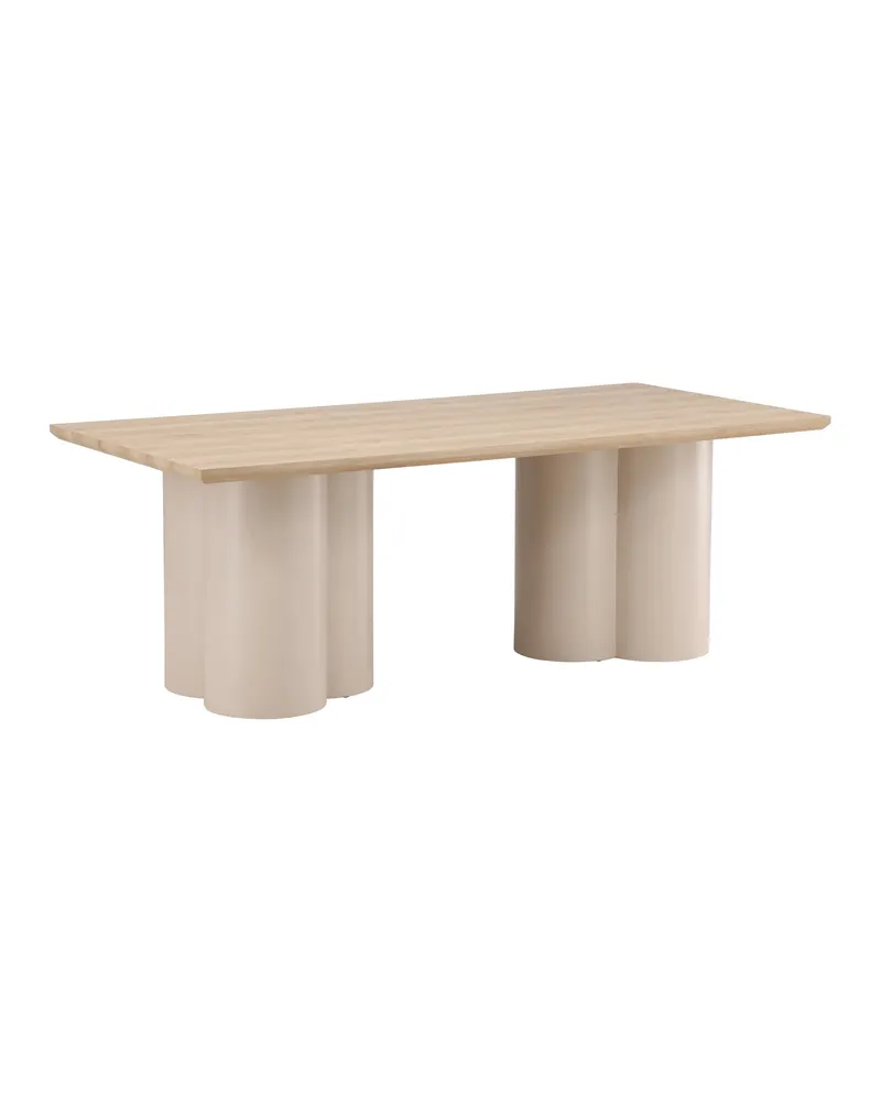 Olivia rechteckiger Esstisch mit Wellenbeinen in Whitewash, Gestell Beige, Ansicht 8