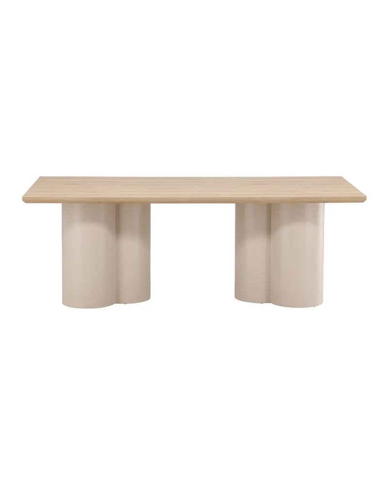 Olivia rechteckiger Esstisch mit Wellenbeinen in Whitewash, Gestell Beige, Ansicht 9