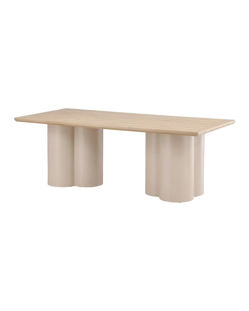 Olivia rechteckiger Esstisch mit Wellenbeinen in Whitewash, Gestell Beige, Ansicht 10