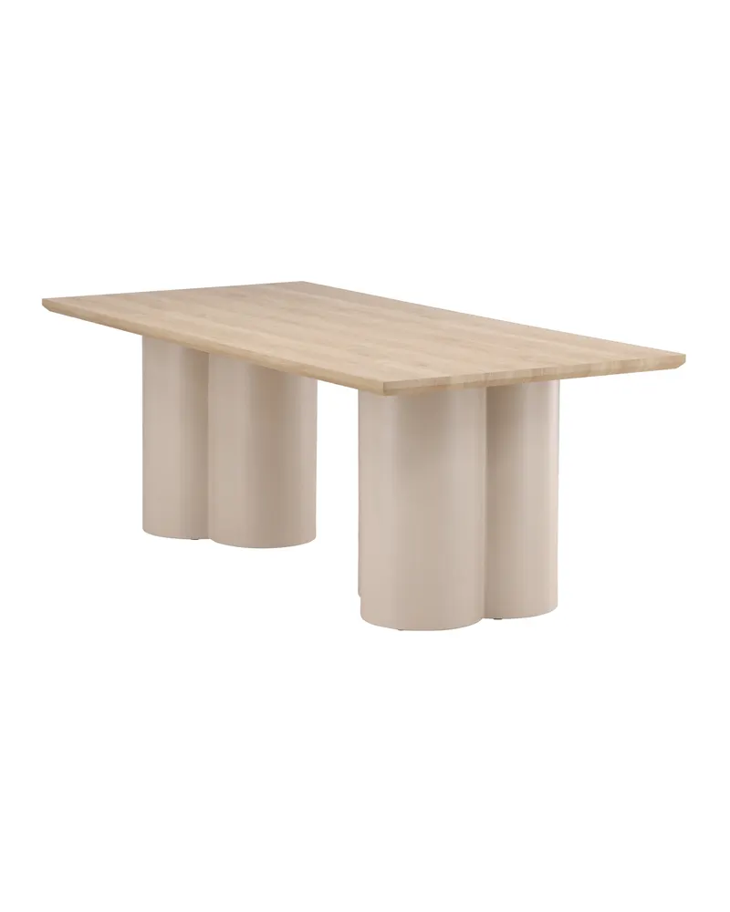 Olivia rechteckiger Esstisch mit Wellenbeinen in Whitewash, Gestell Beige, Ansicht 11