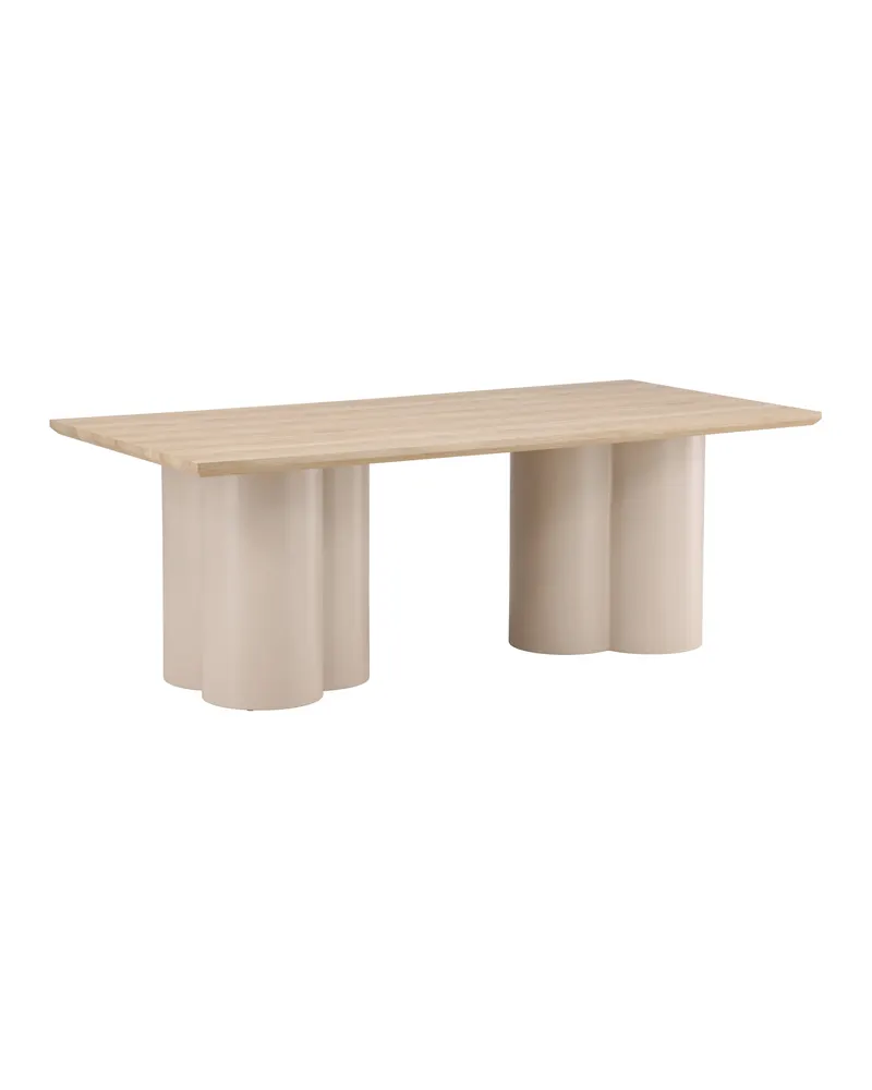 Olivia rechteckiger Esstisch mit Wellenbeinen in Whitewash, Gestell Beige, Ansicht 12