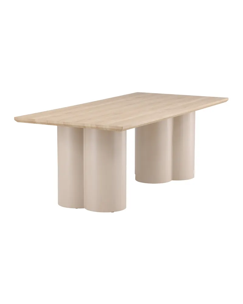 Olivia rechteckiger Esstisch mit Wellenbeinen in Whitewash, Gestell Beige, Ansicht 2