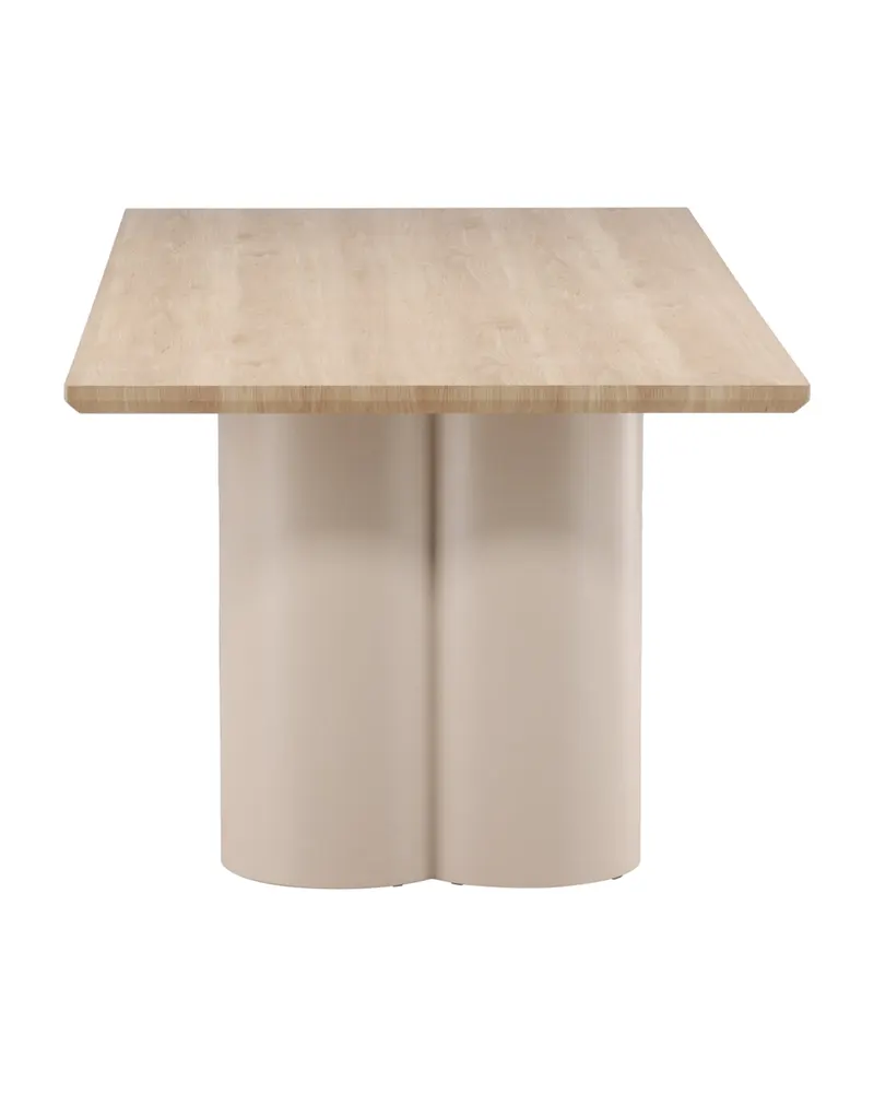 Olivia rechteckiger Esstisch mit Wellenbeinen in Whitewash, Gestell Beige, Ansicht 3