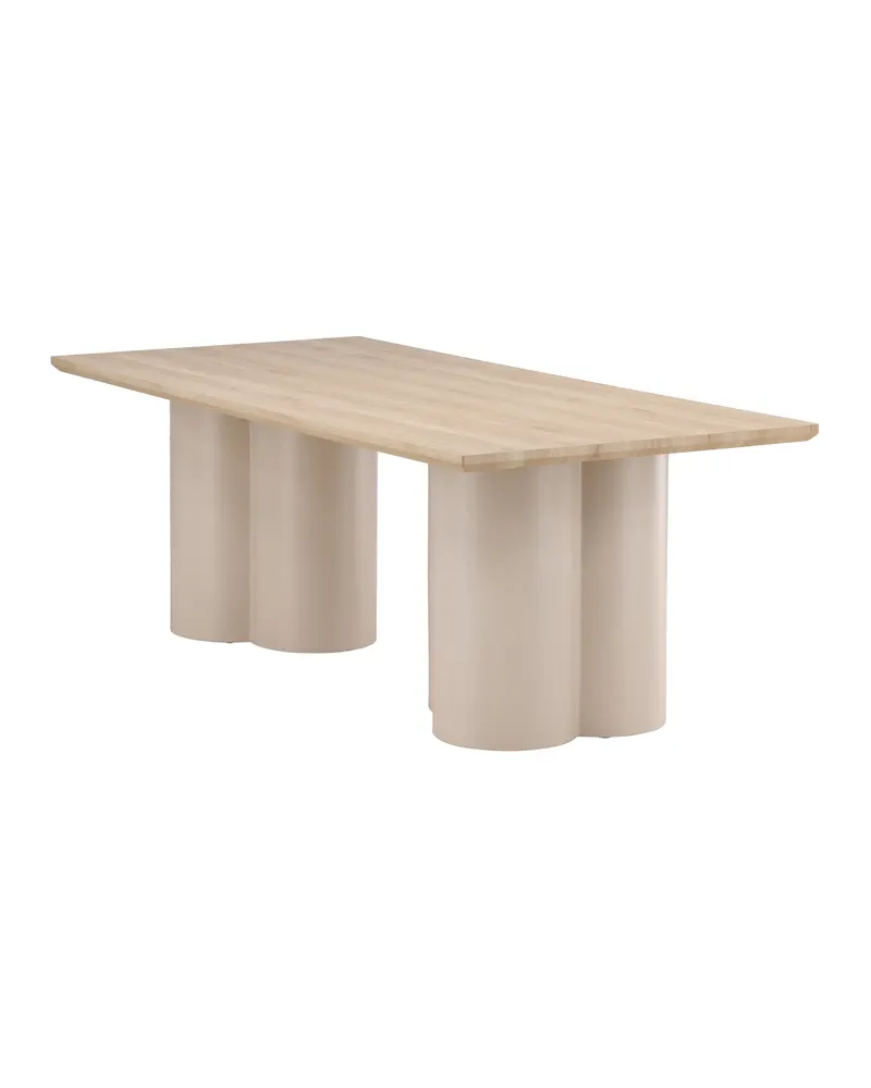 Olivia rechteckiger Esstisch mit Wellenbeinen in Whitewash, Gestell Beige, Ansicht 4