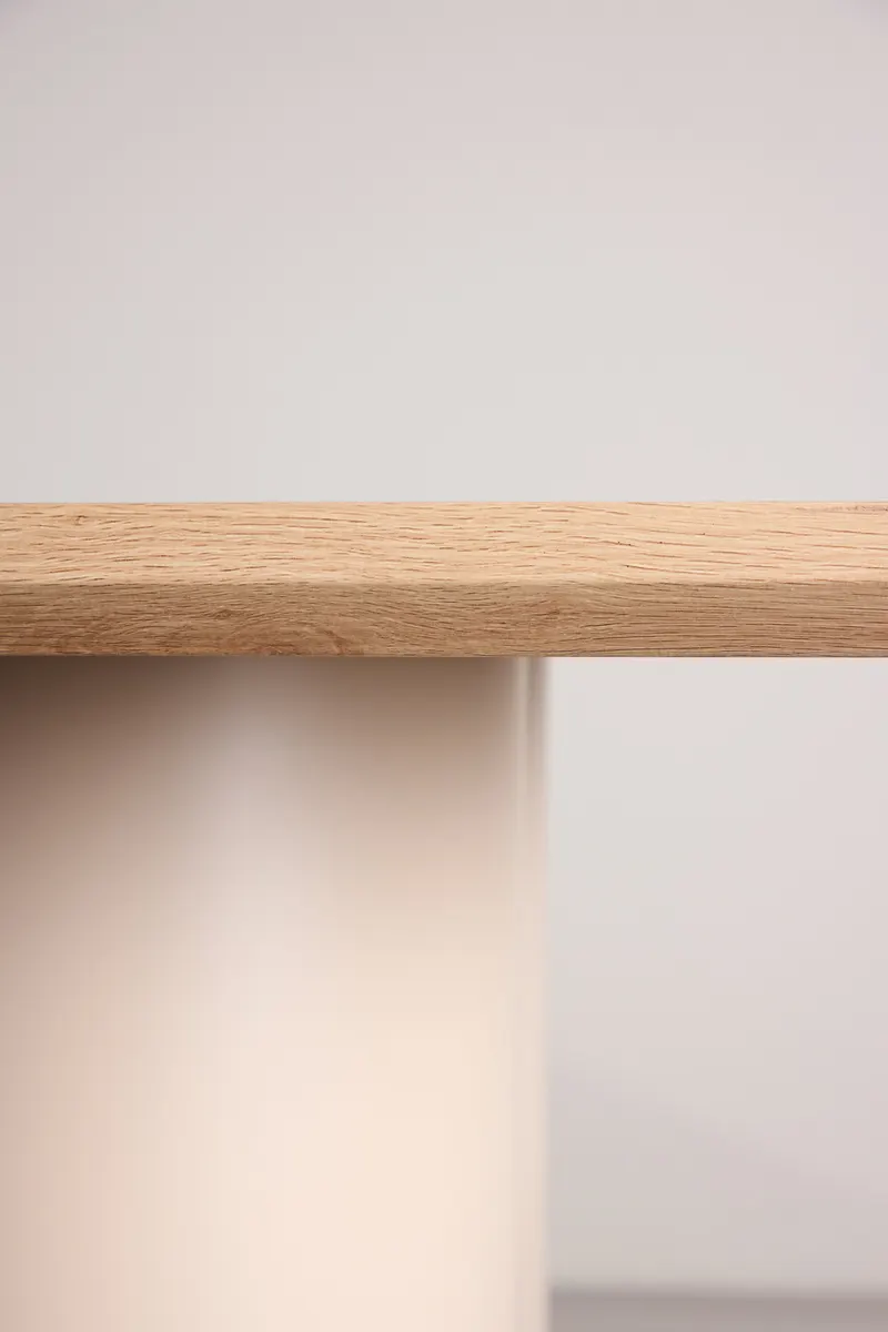 Olivia rechteckiger Esstisch mit Wellenbeinen in Whitewash, Gestell Beige, im Wohnraum, Ansicht 4