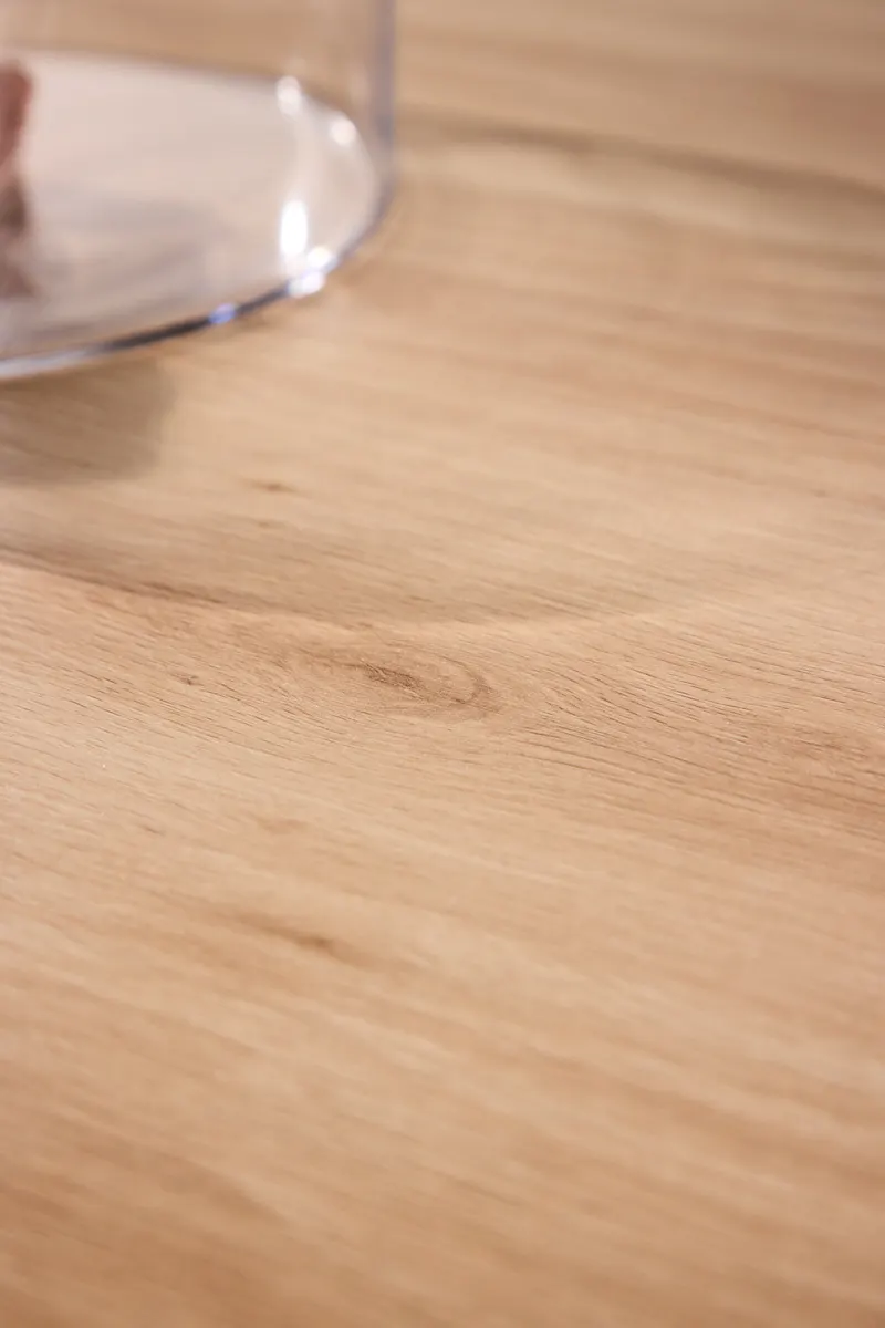Olivia rechteckiger Esstisch mit Wellenbeinen in Whitewash, Gestell Beige, im Wohnraum, Ansicht 5