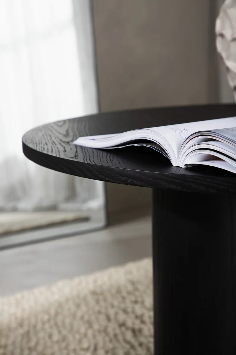 Olivia runder Couchtisch in Schwarz, im Wohnraum, Ansicht 4