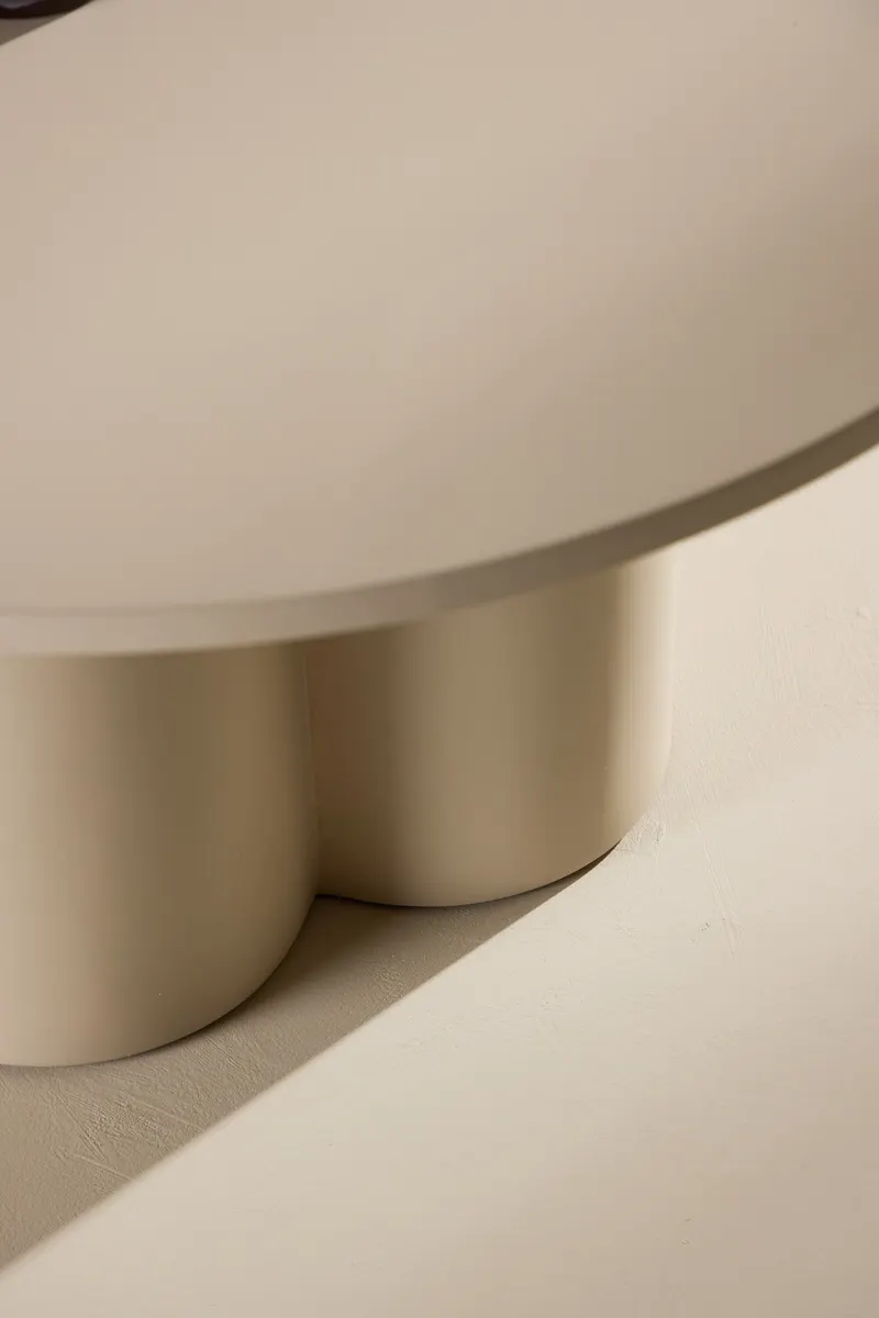 Olivia runder Couchtisch in Beige, im Wohnraum, Ansicht 4