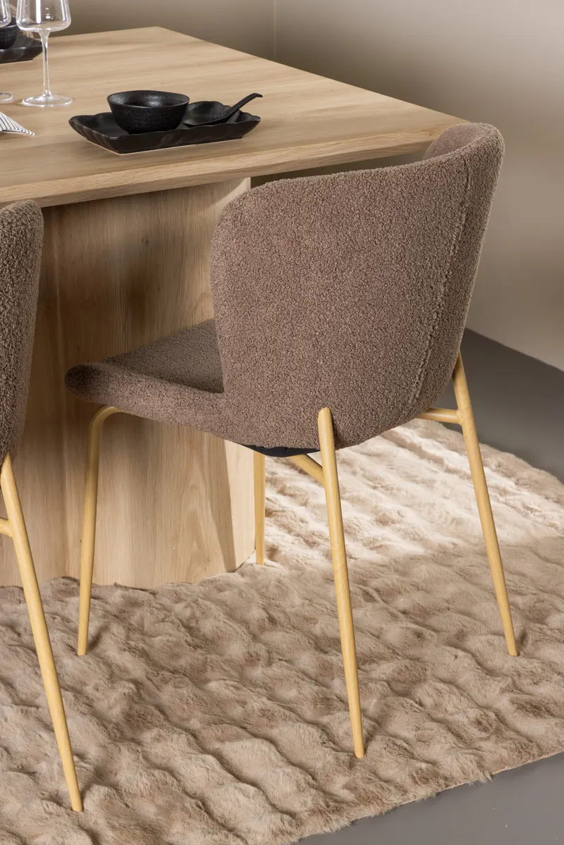 Olivia & Modesto Essgruppe mit rechteckigem Esstisch und 6 Polsterstühlen in Natur, Braun, Gestell Mokka, im Wohnraum, Ansicht 2