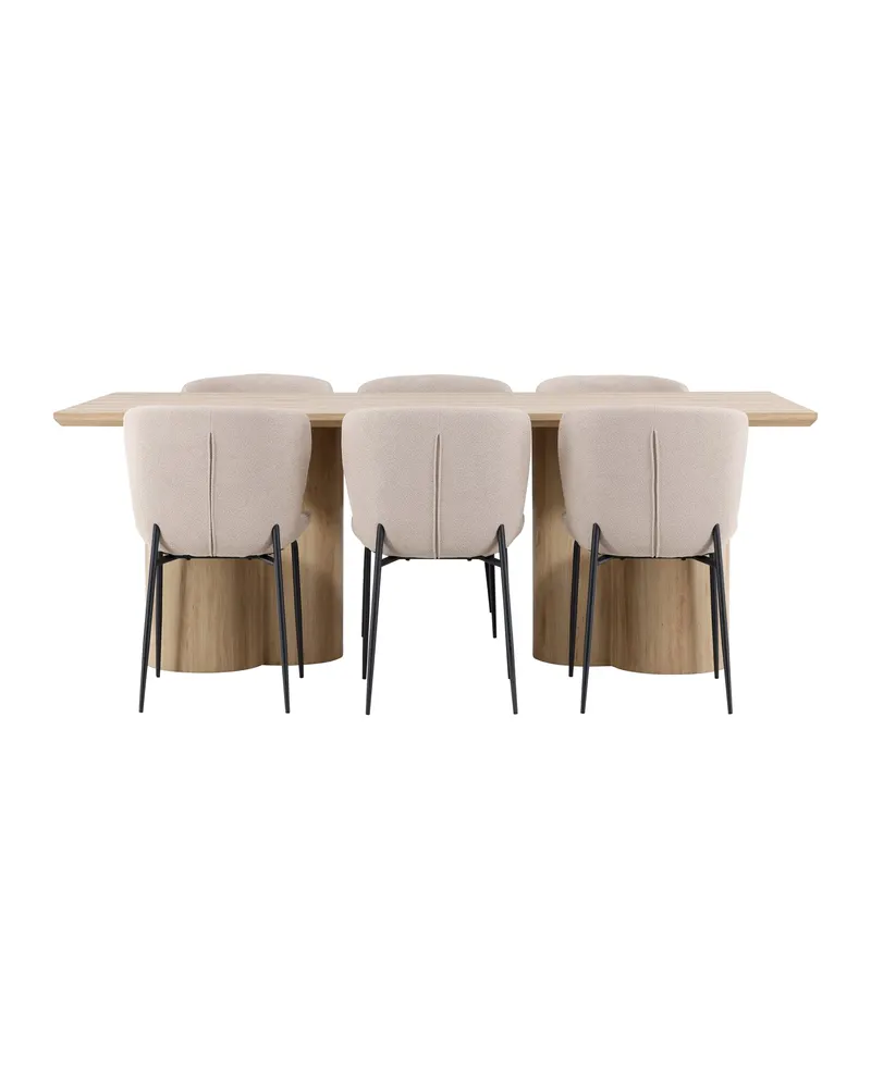Olivia & Modesto Essgruppe mit rechteckigem Esstisch und 6 Polsterstühlen in Natur, Beige, Gestell Schwarz, Ansicht 9