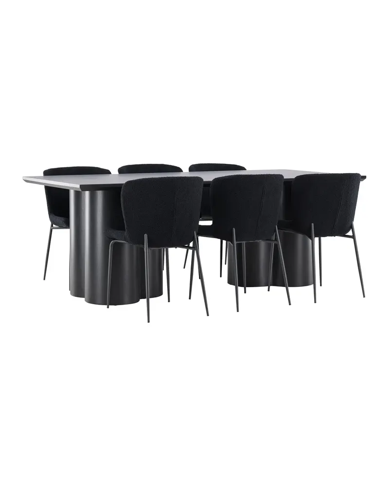Olivia & Modesto Essgruppe mit rechteckigem Esstisch und 6 Polsterstühlen in Schwarz, Ansicht 7