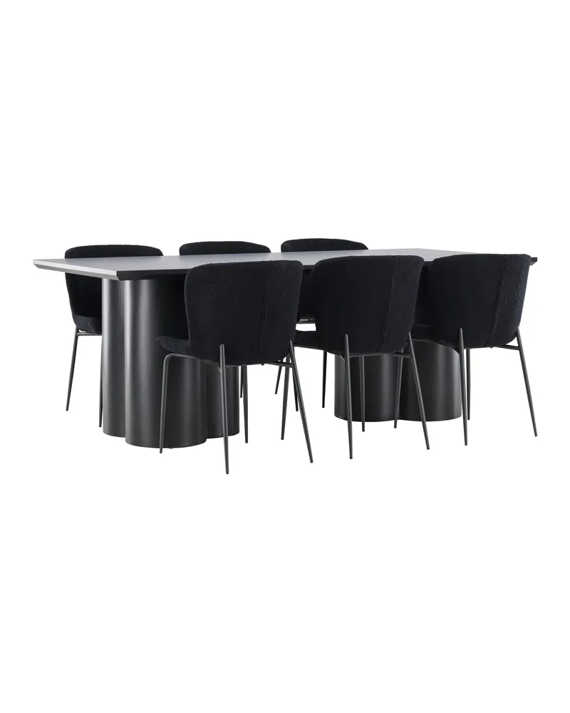 Olivia & Modesto Essgruppe mit rechteckigem Esstisch und 6 Polsterstühlen in Schwarz, Ansicht 12