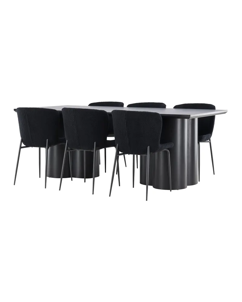 Olivia & Modesto Essgruppe mit rechteckigem Esstisch und 6 Polsterstühlen in Schwarz, Ansicht 4