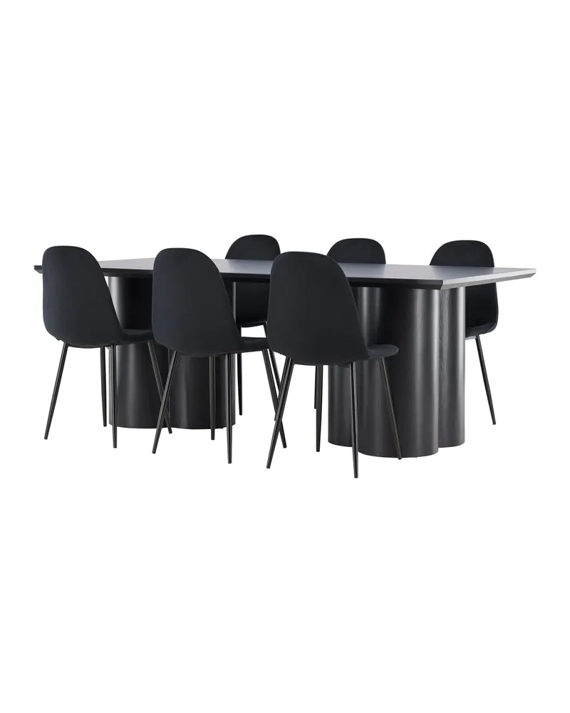 Olivia & Polar Essgruppe mit rechteckigem Esstisch und 6 Samtstühlen in Schwarz, Ansicht 4