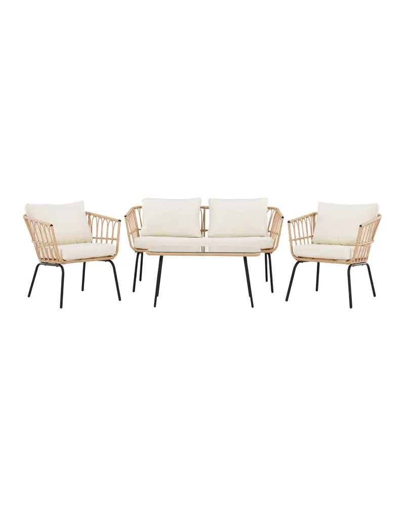 Ortigia Gartenlounge mit Sofa, zwei Sesseln und Glastisch, Ansicht 1