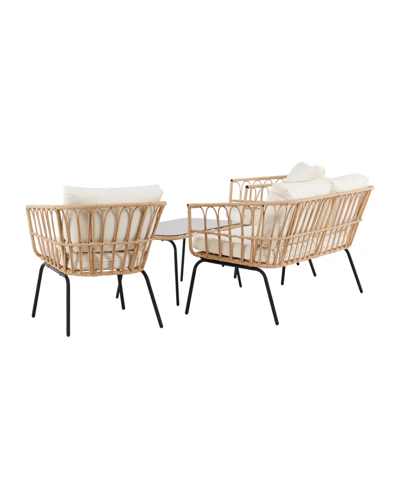 Ortigia Gartenlounge mit Sofa, zwei Sesseln und Glastisch, Ansicht 8