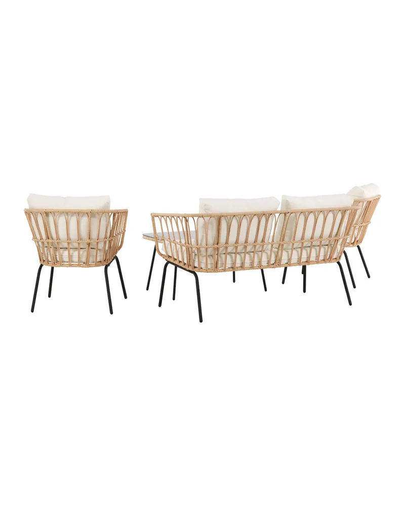 Ortigia Gartenlounge mit Sofa, zwei Sesseln und Glastisch, Ansicht 9