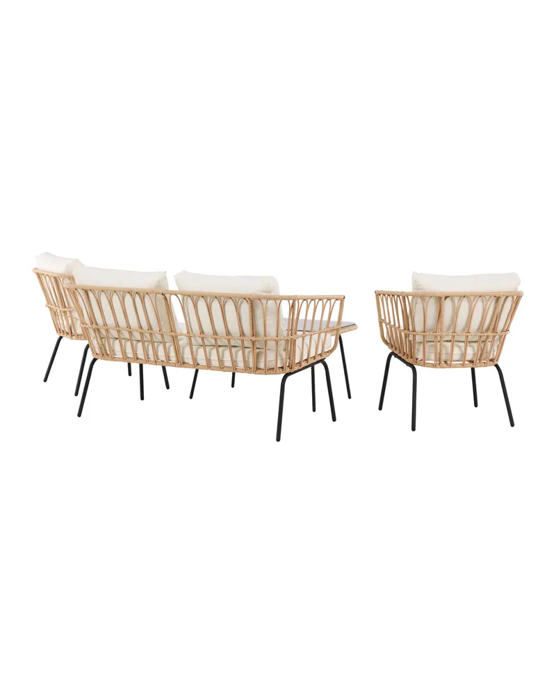 Ortigia Gartenlounge mit Sofa, zwei Sesseln und Glastisch, Ansicht 10