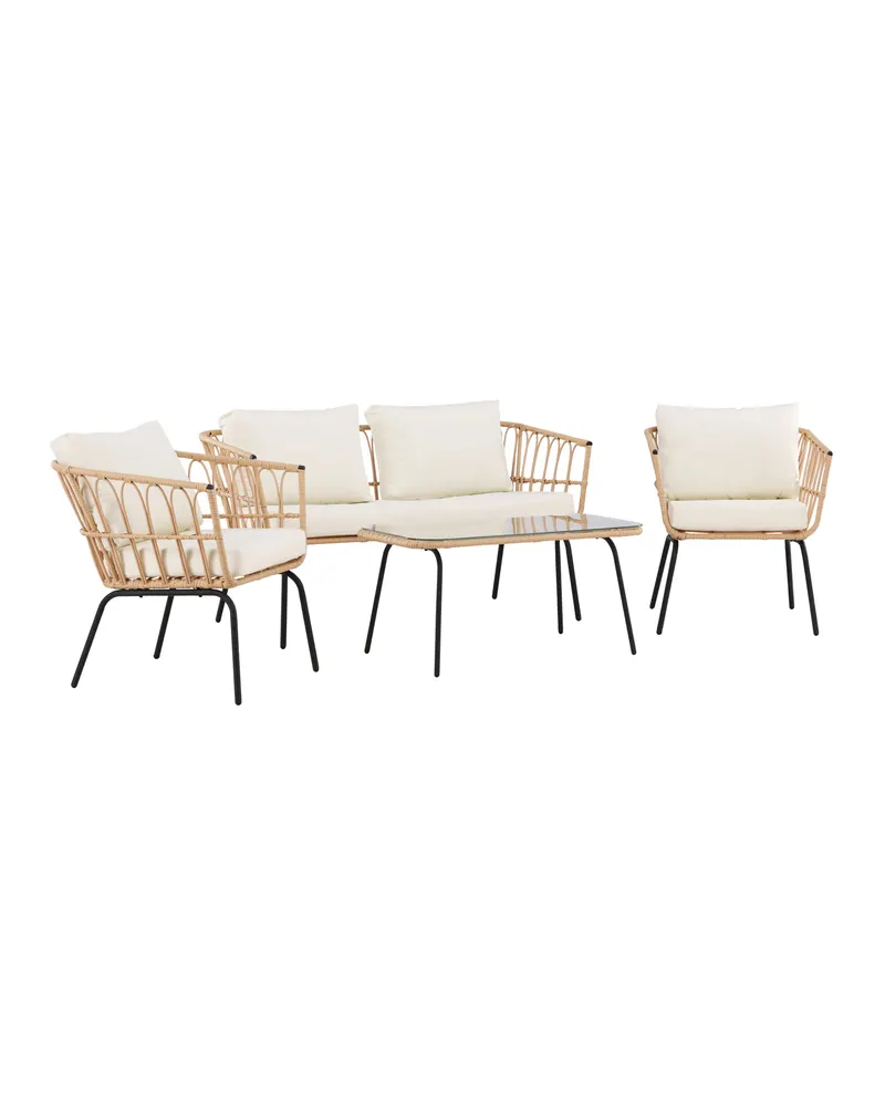 Ortigia Gartenlounge mit Sofa, zwei Sesseln und Glastisch, Ansicht 12