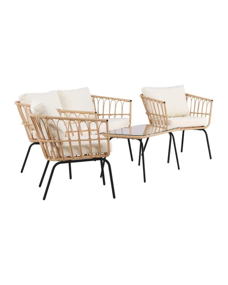 Ortigia Gartenlounge mit Sofa, zwei Sesseln und Glastisch, Ansicht 2