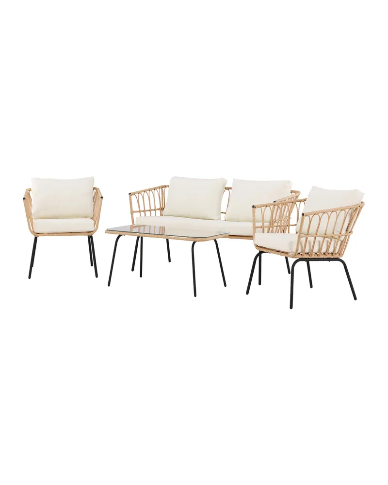 Ortigia Gartenlounge mit Sofa, zwei Sesseln und Glastisch, Ansicht 3