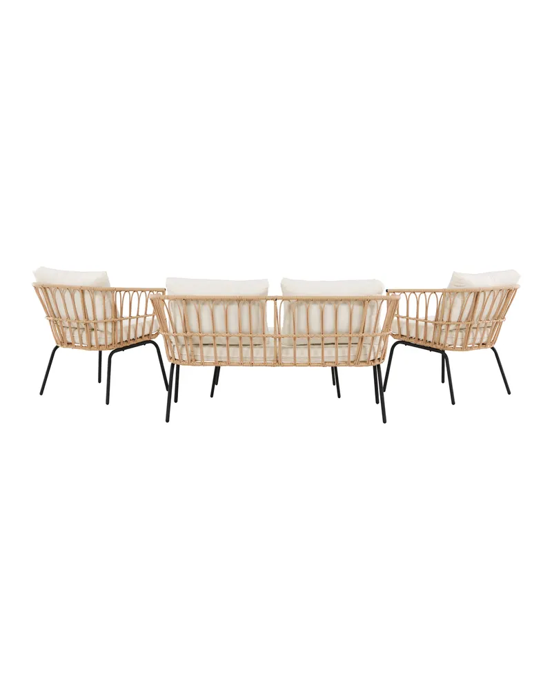 Ortigia Gartenlounge mit Sofa, zwei Sesseln und Glastisch, Ansicht 4